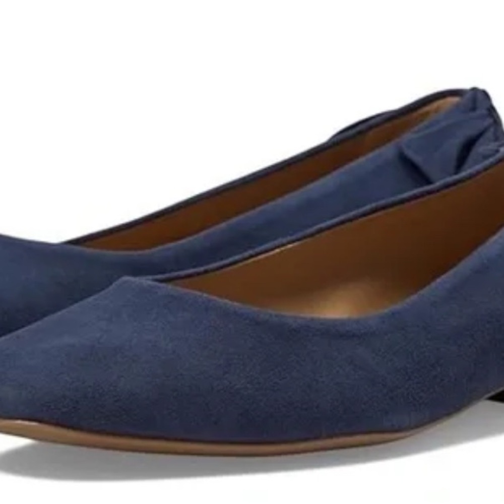 Bernardo Eloise Blue Suede Flats Sleek Minimalist Design